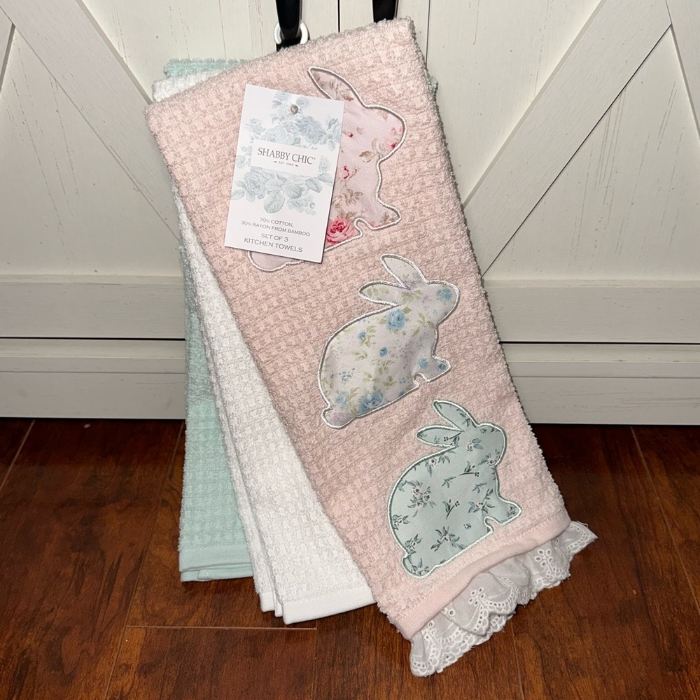 Easter Bunny Floral Kitchen Towels by Shabby Chic